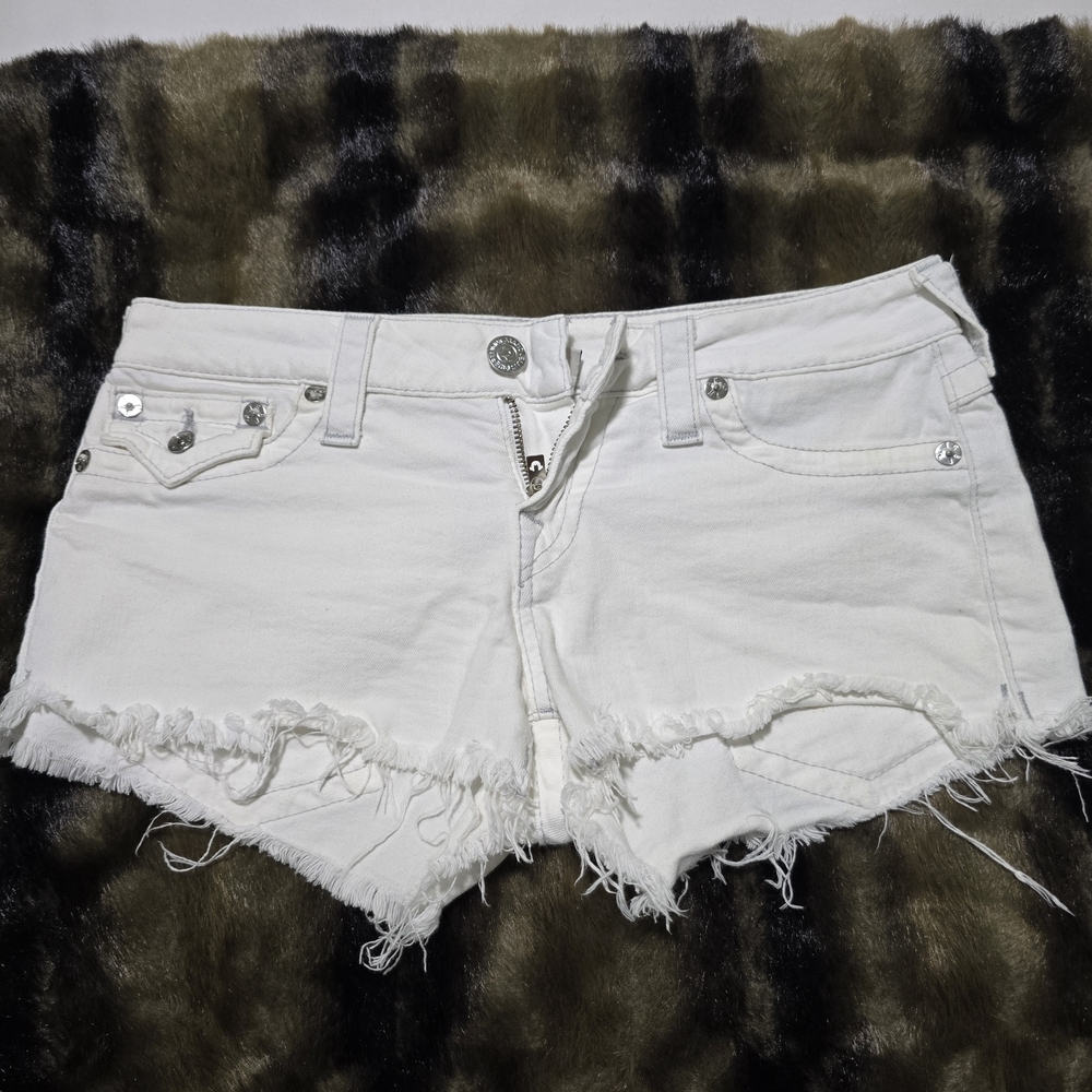 True Religion White Cut Off Shorts